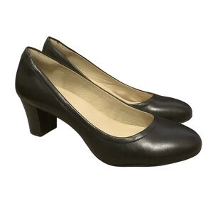 Hush Puppies Steps Classic Black Block Heel Pumps Rounded Toe/ Size 6.5